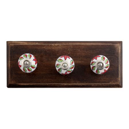 Round Plumeria Mystical Ceramic Wooden Hooks